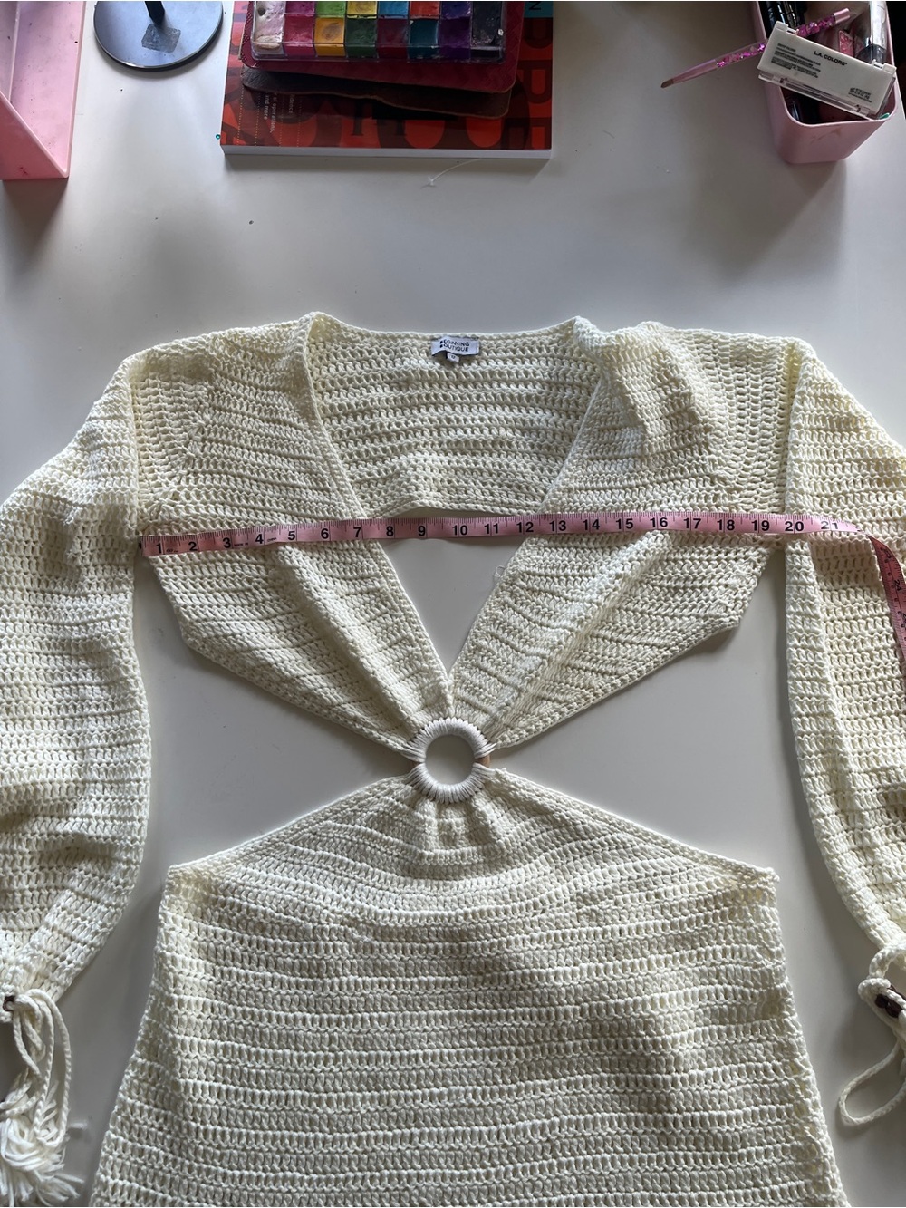 Beginning Boutique Cream Crochet Mini Dress - Picture 10 of 11